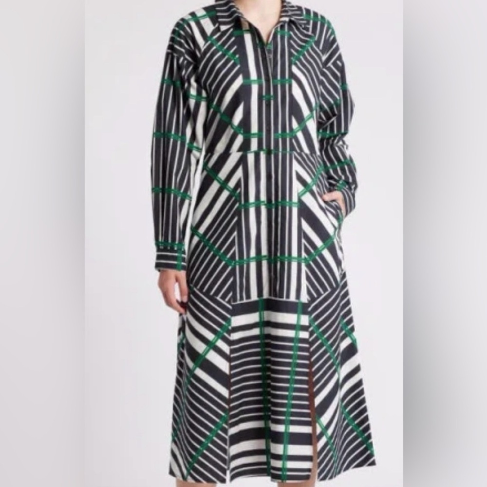 NWT DU Paradis Shirt Midi Stripped Multicolored Dress Sz Small